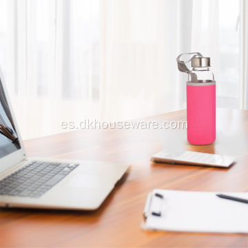 Juego de botella de agua de vidrio de borosilice con funda aislada